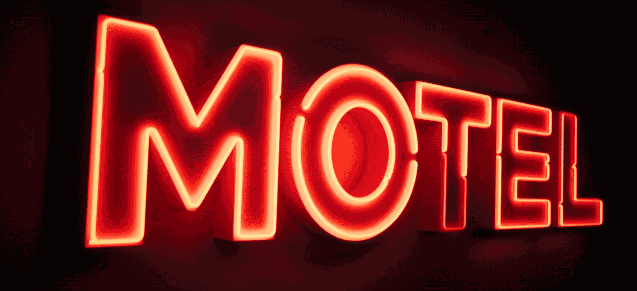 flickering gif of neon motel sign